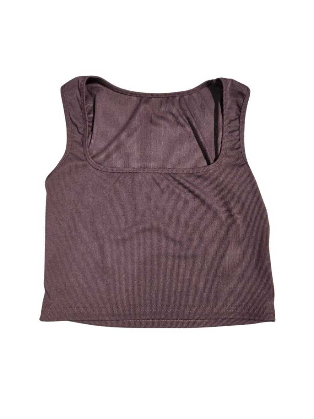 NWOT | Chocolate Brown Ribbed Square Neck Crop Tank Top Medium